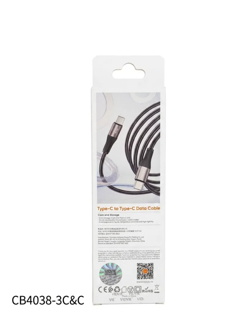 VIDVIE CABLE CB4038-3C&C TYPE-C TO TYBE-C BLACK (1).webp