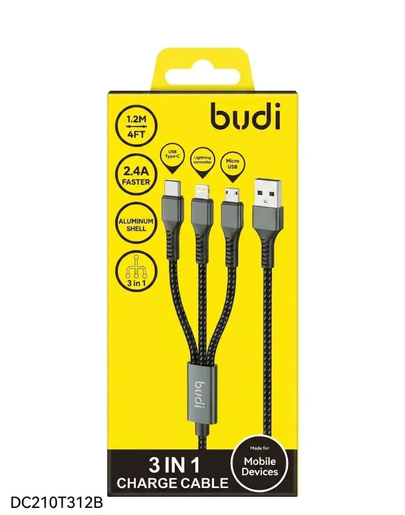 CHARGE CABLE 3 IN 1 BUDI DC210T312B