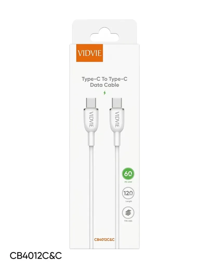 VIDVIE CABLE CB4012C&C TYPE-C TO TYBE-C WHITE