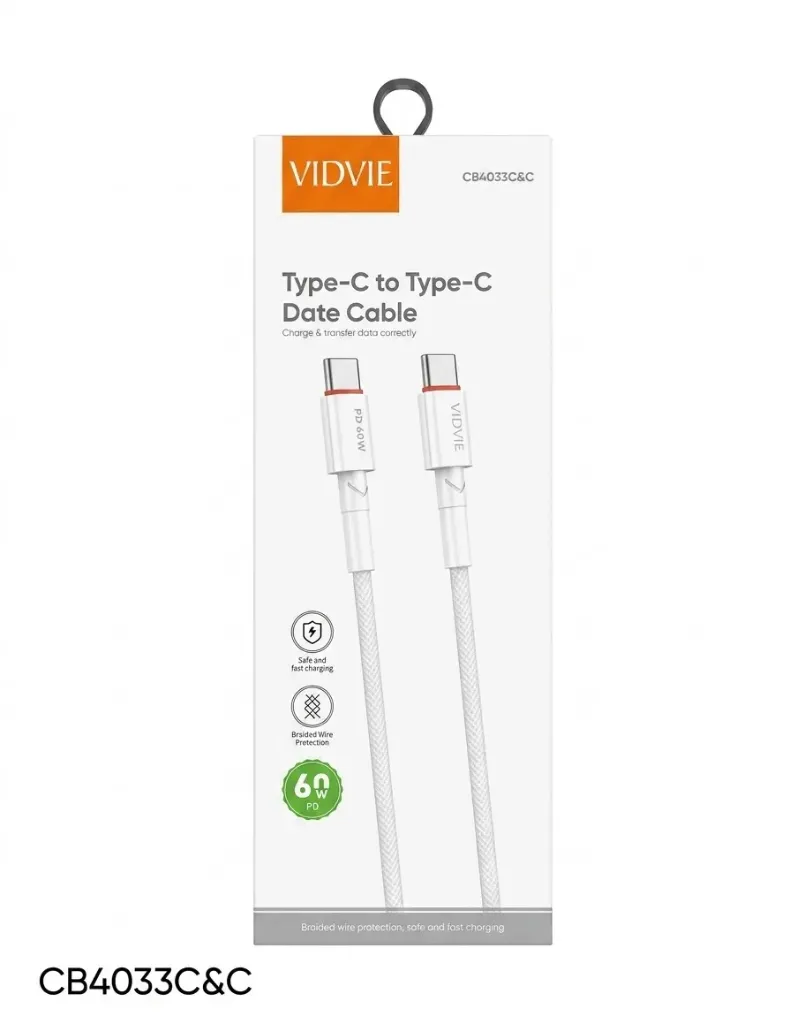 VIDVIE CABLE CB4033C&C TYPE-C TO TYBE-C WHITE