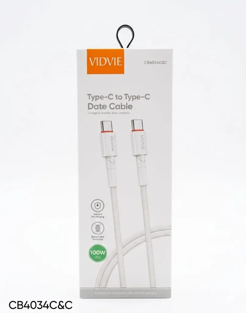 VIDVIE CABLE CB4034C&C TYPE-C TO TYBE-C WHITE