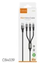 VIDVIE CABLE CB4039 3 IN 1 USB-A TO IP+TC+TC BLACK