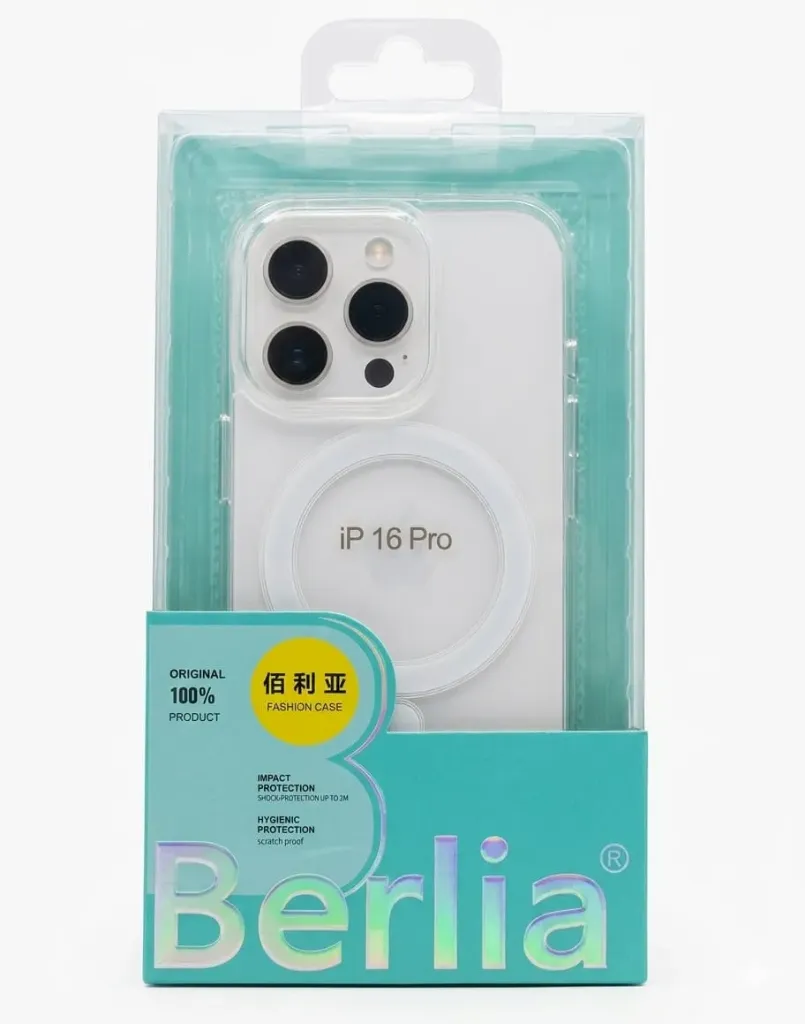 I PHONE 16 PRO SILICONE BERLIA CLEAR CASE WIRELESS
