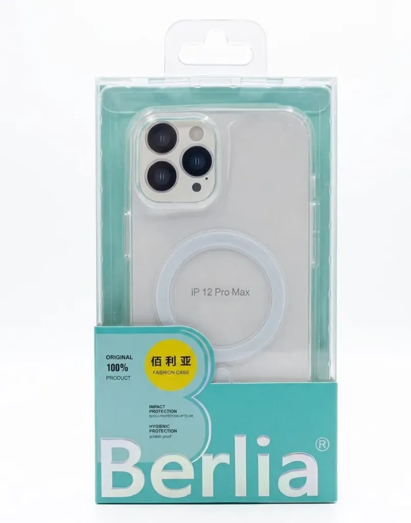 I PHONE 12 PRO MAX SILICONE BERLIA CLEAR CASE WIRELESS