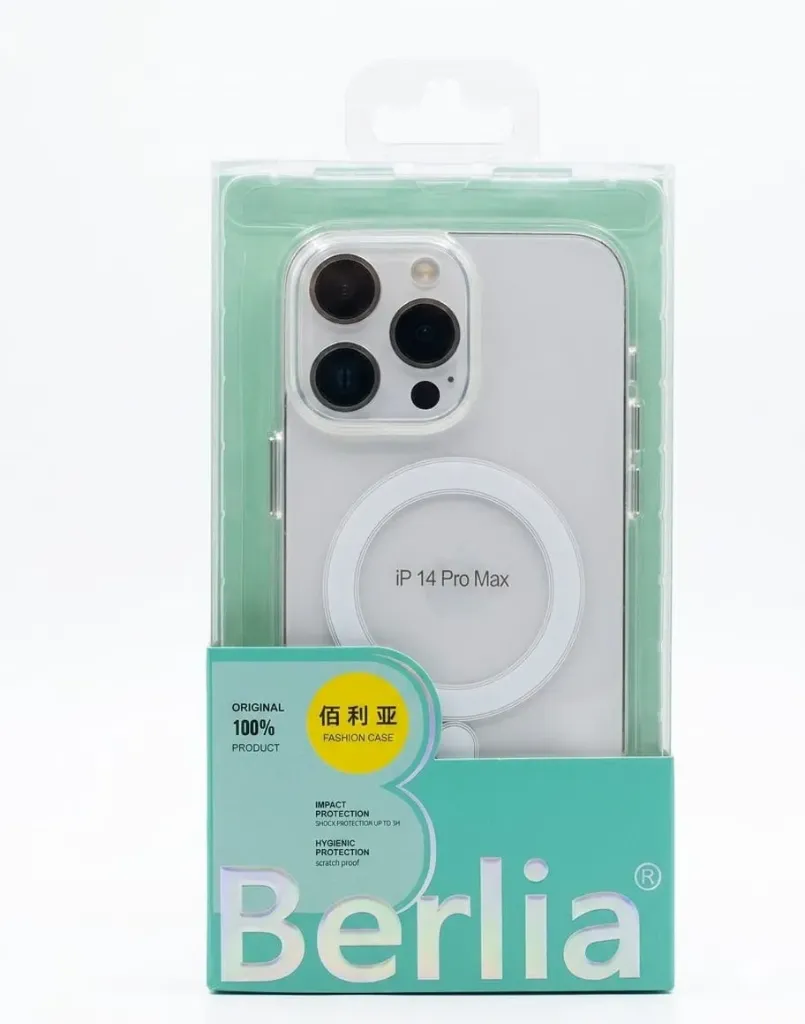 I PHONE 14 PRO MAX SILICONE BERLIA CLEAR CASE WIRELESS