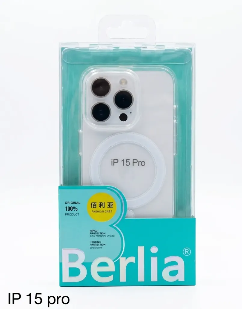 I PHONE 15 PRO SILICONE BERLIA CLEAR CASE WIRELESS