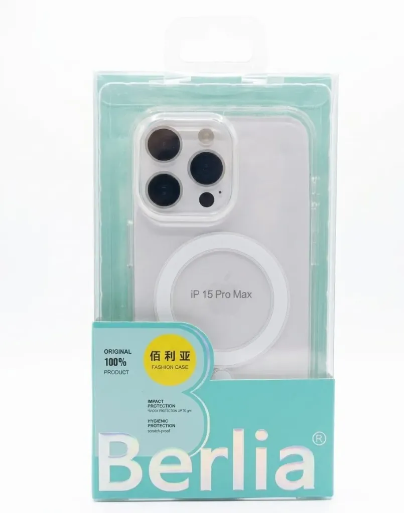 I PHONE 15 PRO MAX SILICONE BERLIA CLEAR CASE WIRELESS