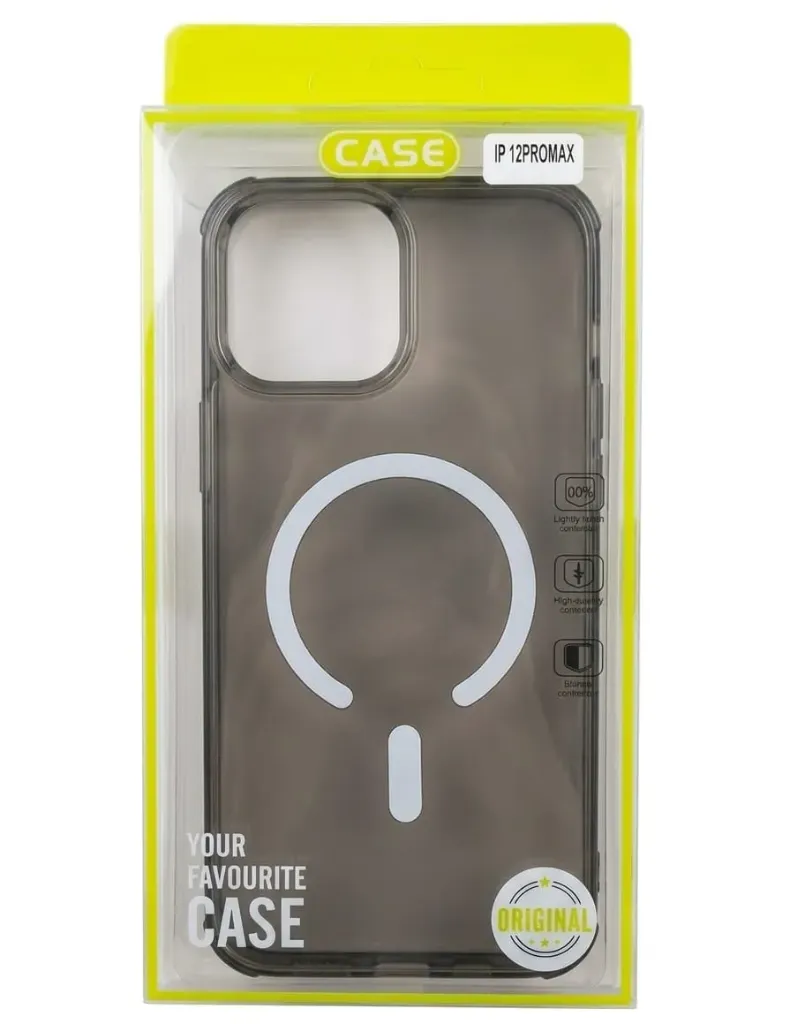 I PHONE 12 PRO MAX SILICONE  CLEAR CASE WIRELESS GRAY