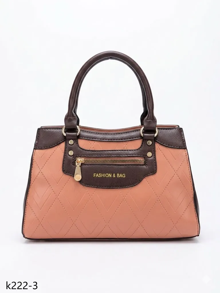 ladies handbag dusty rose & brown LB0041