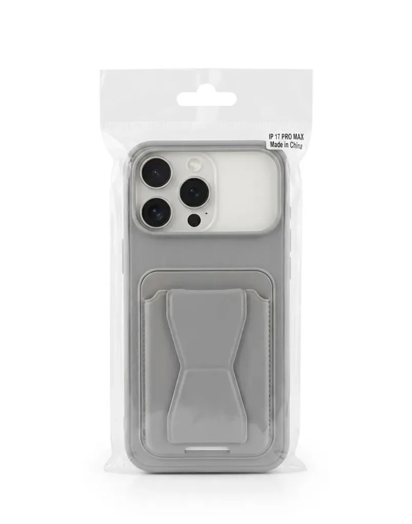 I PHONE 17 PRO MAX SILICONE CASE WITH CARD HOLDER color gray