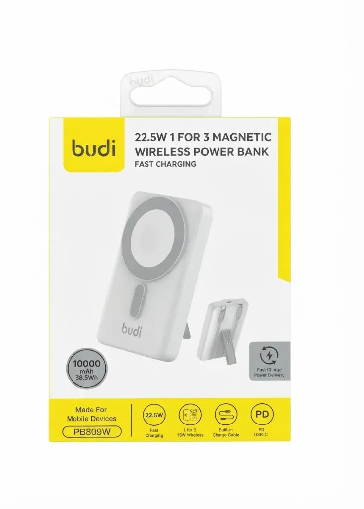 Magnetic Wireless Power Bank BUDI 10000 MAH